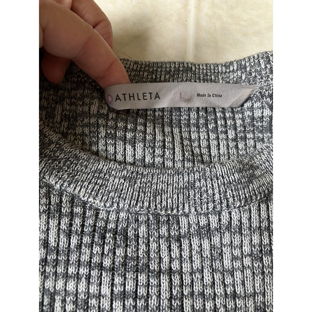 Athleta Long Sleeve Ribbed Bodice Gray Sweater Dress Sz Large Long Sleeves - Picture 5 of 5